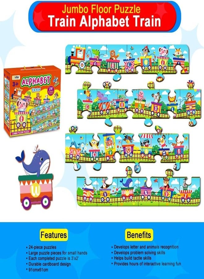 LithoConcepts Learn ABC with Fun! 24pc Alphabet Train Jumbo Floor Puzzle for Toddlers - Interactive Educational Toy for Ages 3+ - Image 4